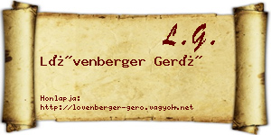 Lövenberger Gerő névjegykártya